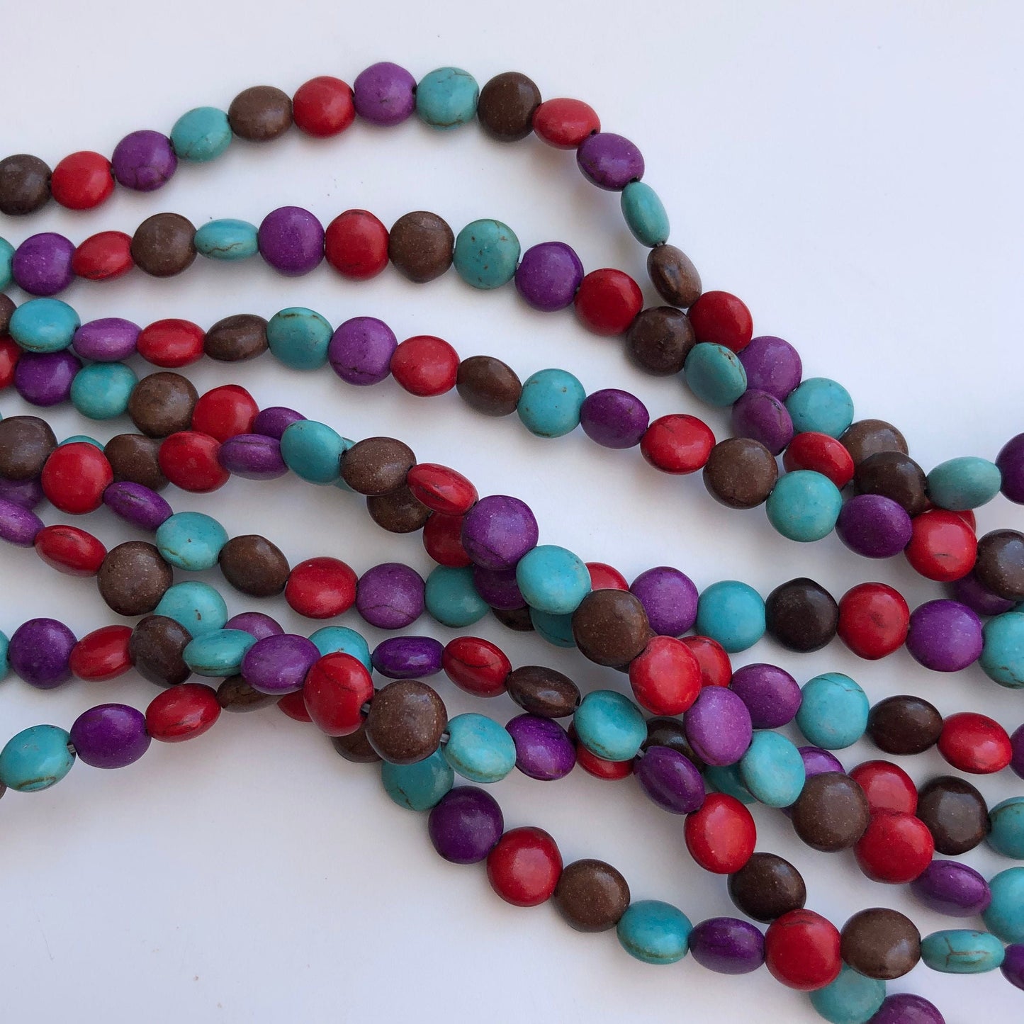 Mixed Colour Stone Beads 8mm Round Pillow Shape Synthetic Gemstone Beads 54 Piece Strand