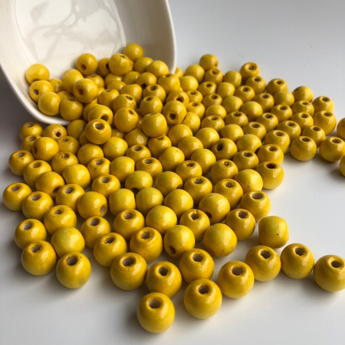 Yellow Wood Beads 12mm Round Wooden DIY Jewellery Craft Bead 50 Pieces