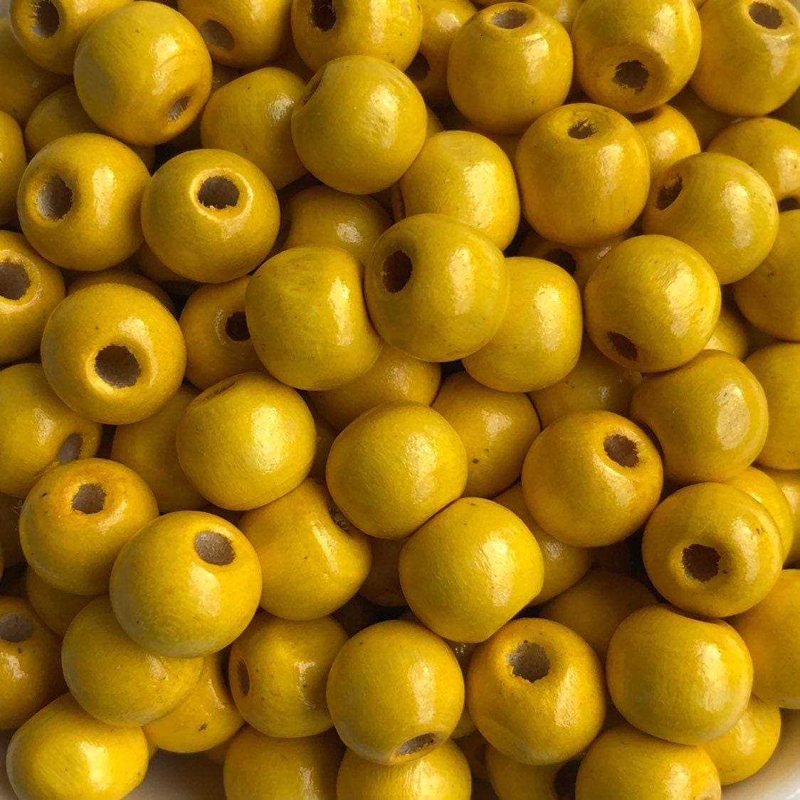 Yellow Wood Beads 12mm Round Wooden DIY Jewellery Craft Bead 50 Pieces