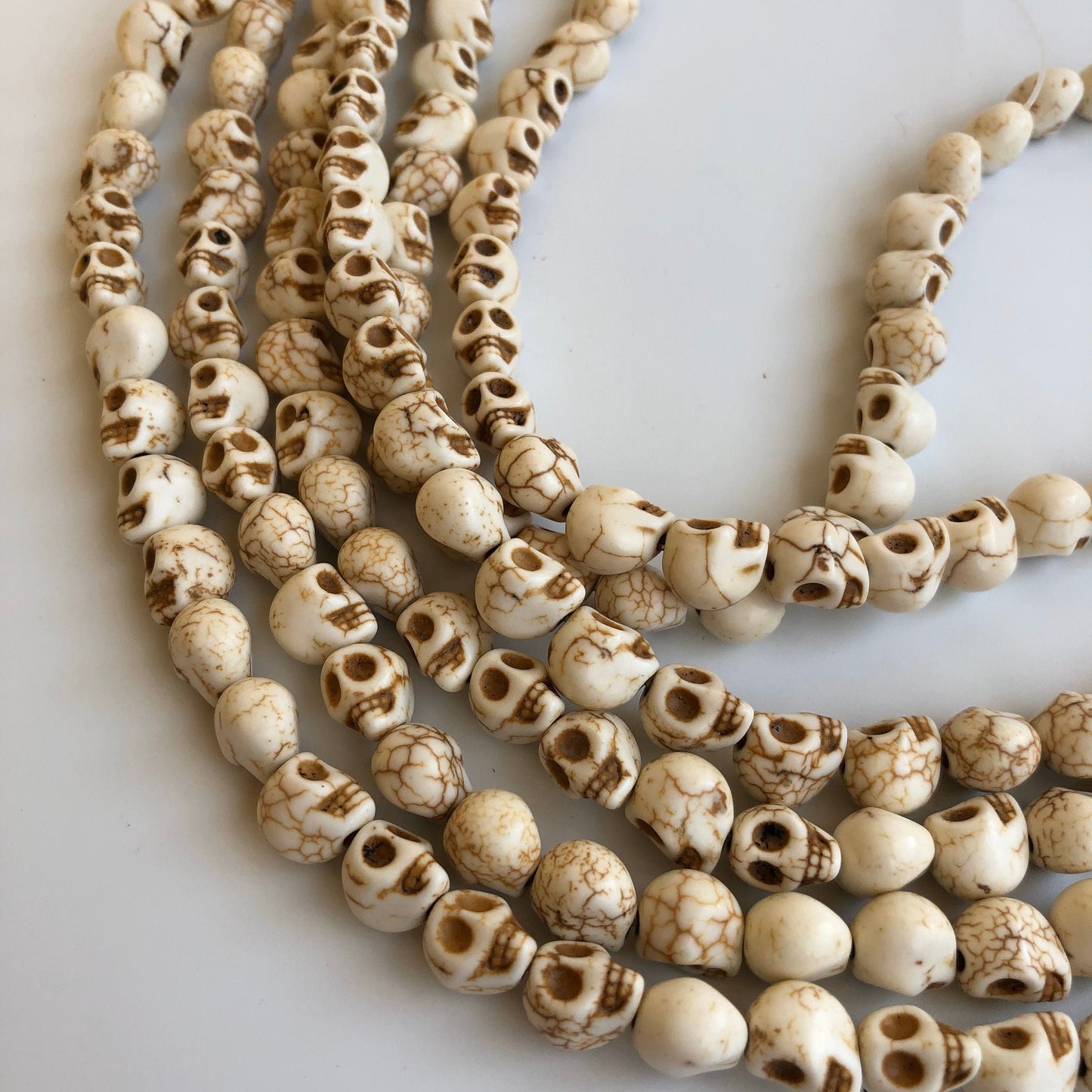 38X White Howlite Skull Beads - 9.5x8mm Halloween Gemstone Punk Bead 38cm Strand