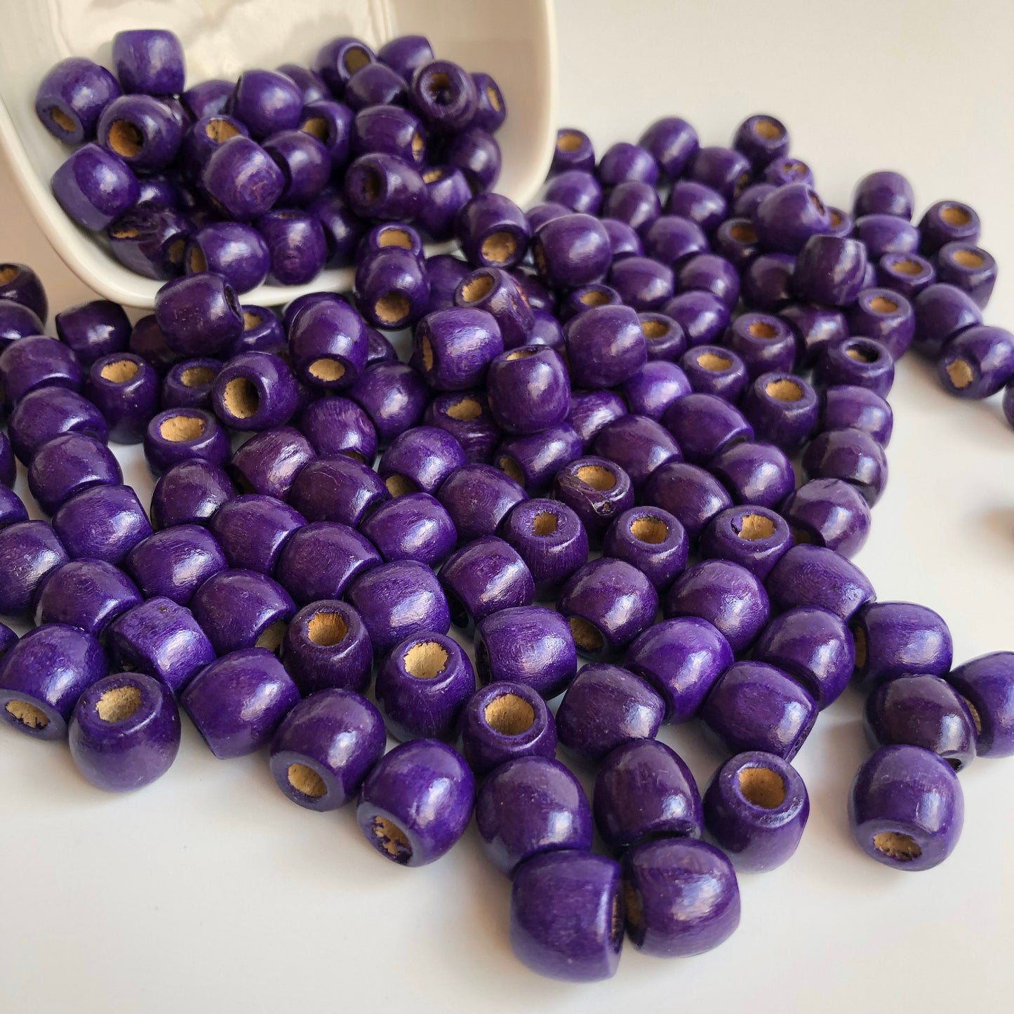 Purple Macrame Wood Beads 12mm Drum Barrel Wooden Dreadlock Pony Bead 50 Pieces