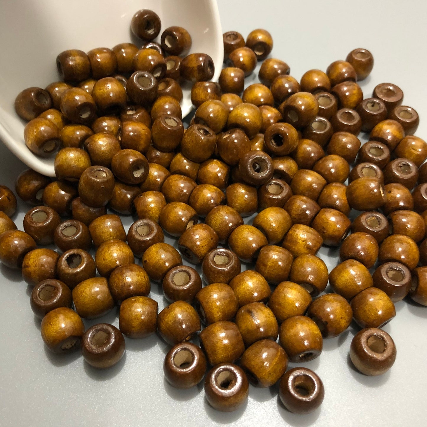 Honey Brown Macrame Wood Beads 12mm Wooden Drum Dreadlock Pony Bead 50 Pieces