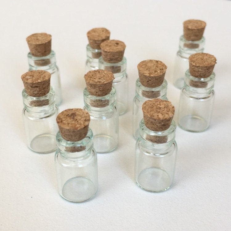 Mini Cork Stopper Glass Vial Jar 0.5ml Clear Plug Wishing Bottle Container 20 Pieces