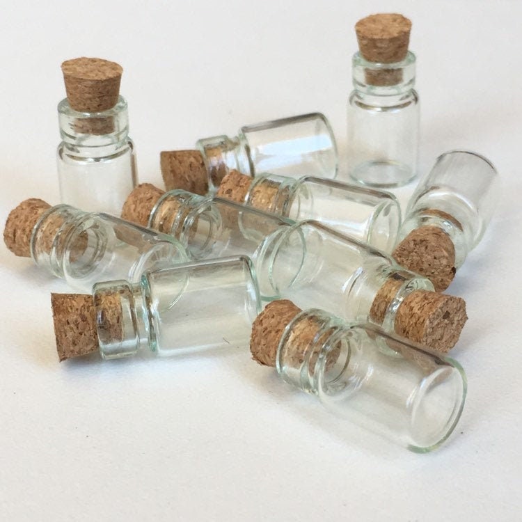 Mini Cork Stopper Glass Vial Jar 0.5ml Clear Plug Wishing Bottle Container 20 Pieces