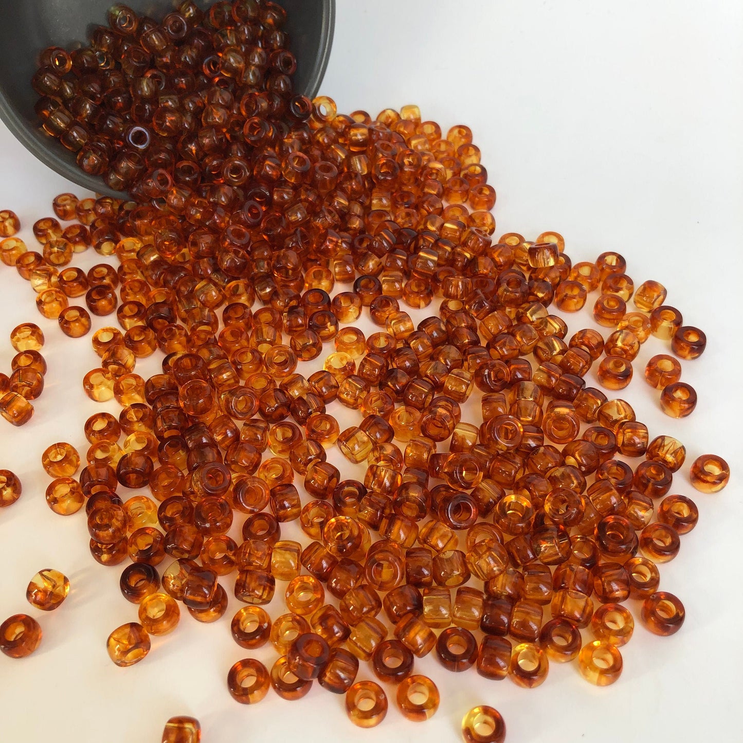 Honey Brown Resin Pony Beads 8.5mm Drum Tube Imitation Amber Craft Bead 100 Pieces