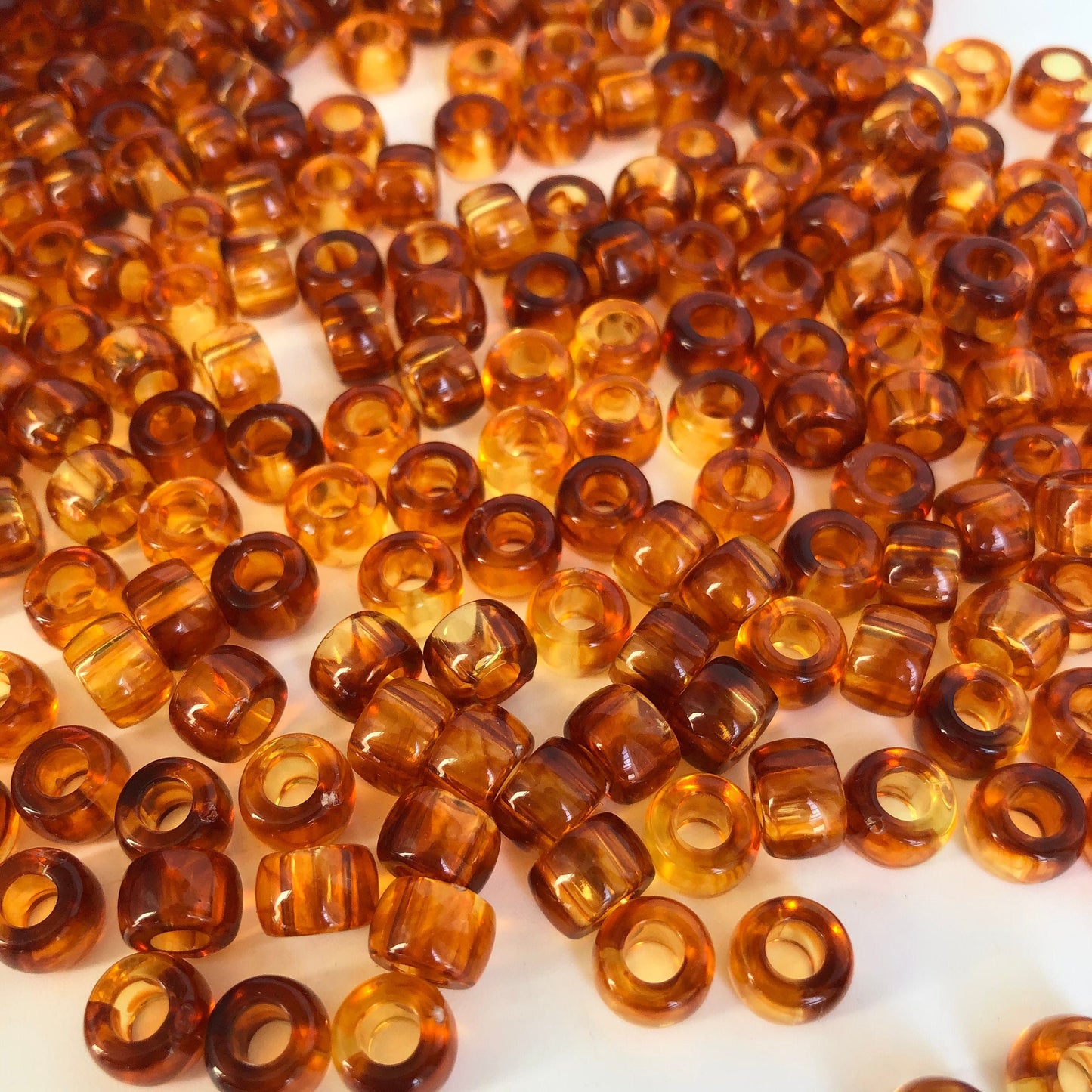 Honey Brown Resin Pony Beads 8.5mm Drum Tube Imitation Amber Craft Bead 100 Pieces