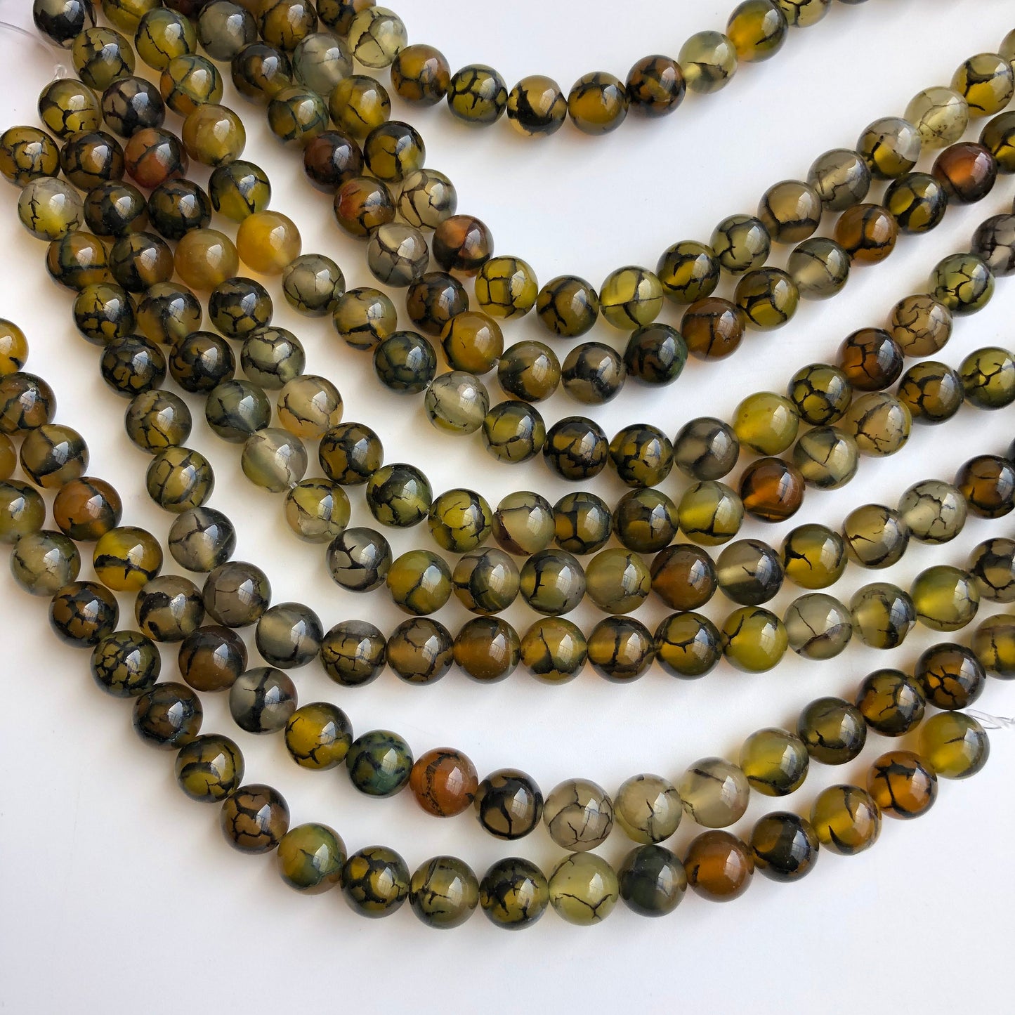 Natural Dragon Vein Agate 8mm Round Crystal Gemstone Beads 22 Pieces Strand