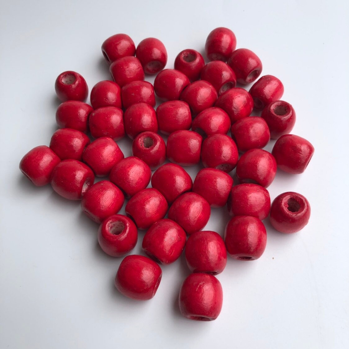 Red Macrame Wood Beads 16mm Round Drum Wooden Dreadlock Craft Bead 25 Pieces