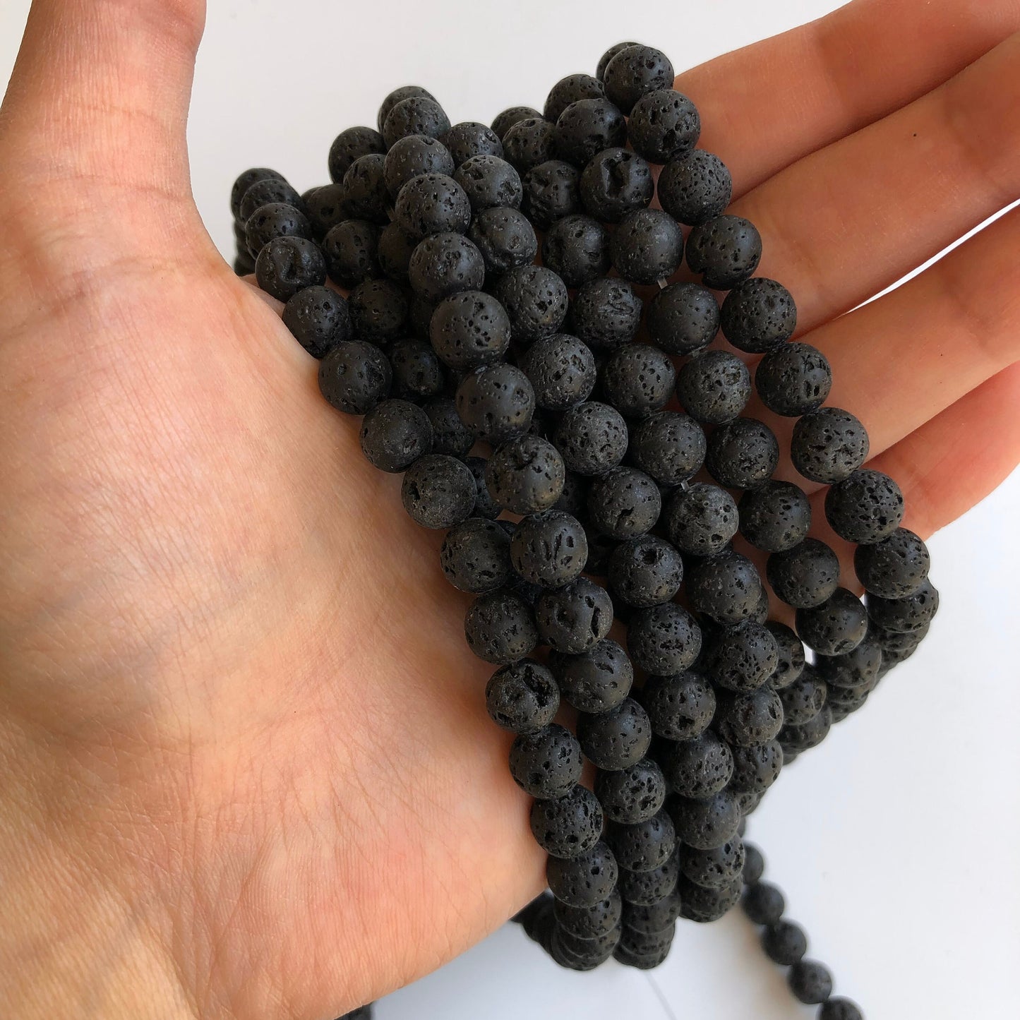 47X Pieces Natural black volcanic lava bead 39cm strand 8-8.5mm round matte mineral beads