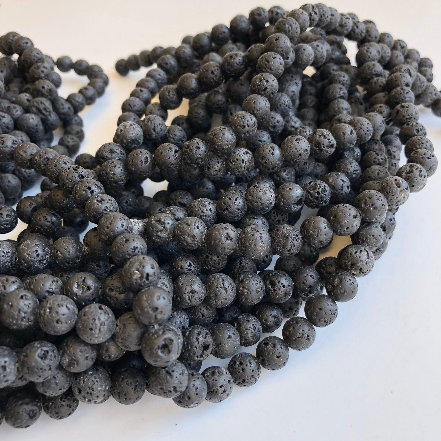 47X Pieces Natural black volcanic lava bead 39cm strand 8-8.5mm round matte mineral beads