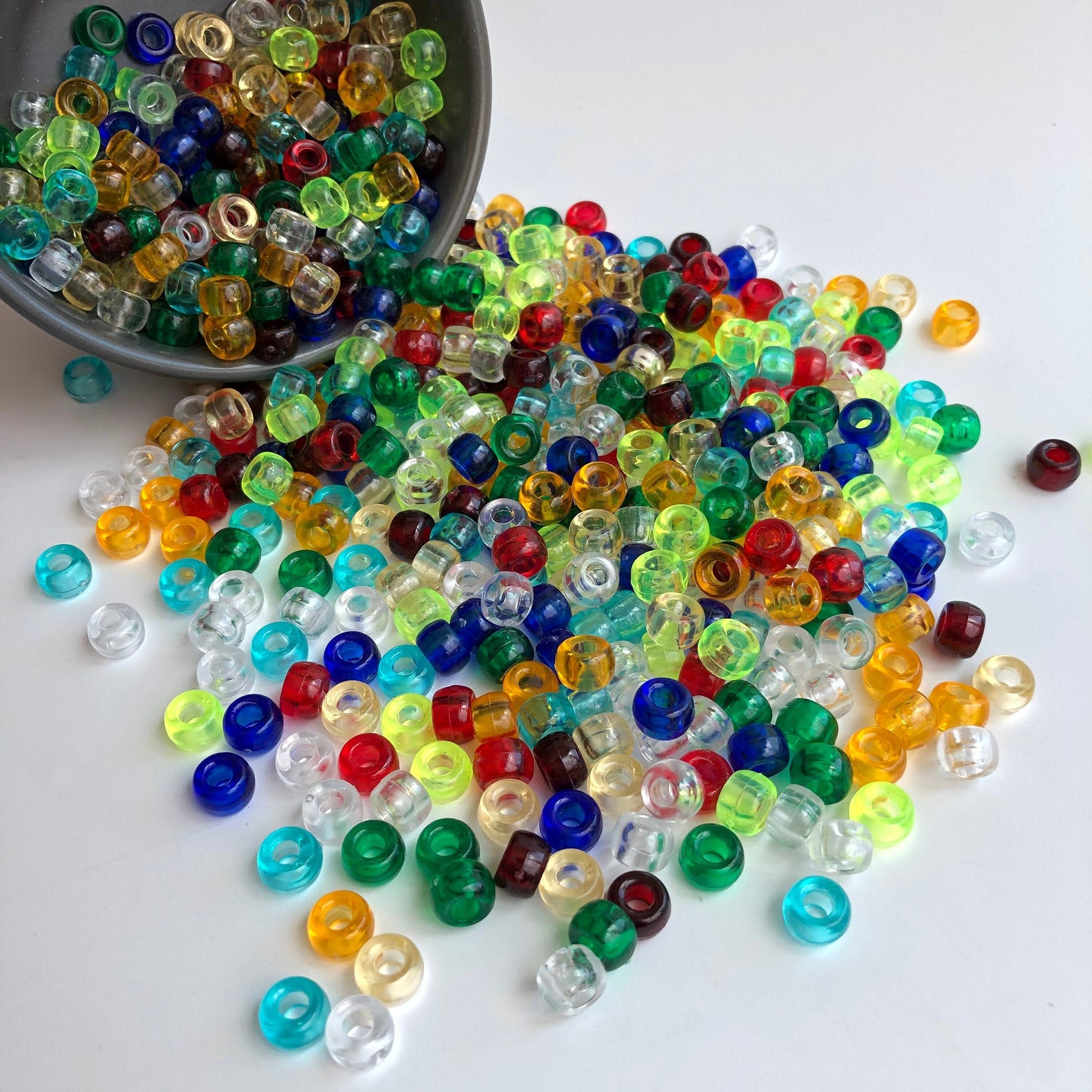 Mixed Transparent Plastic Pony Beads 9x6mm DIY Jewellery Craft Bead 150 Pieces