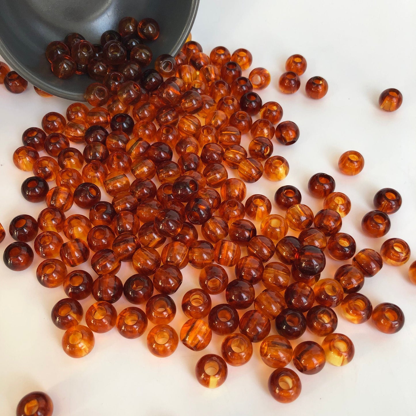 Dark Orange Resin Macrame Beads 12mm Round Imitation Amber Craft Bead 50 Pieces