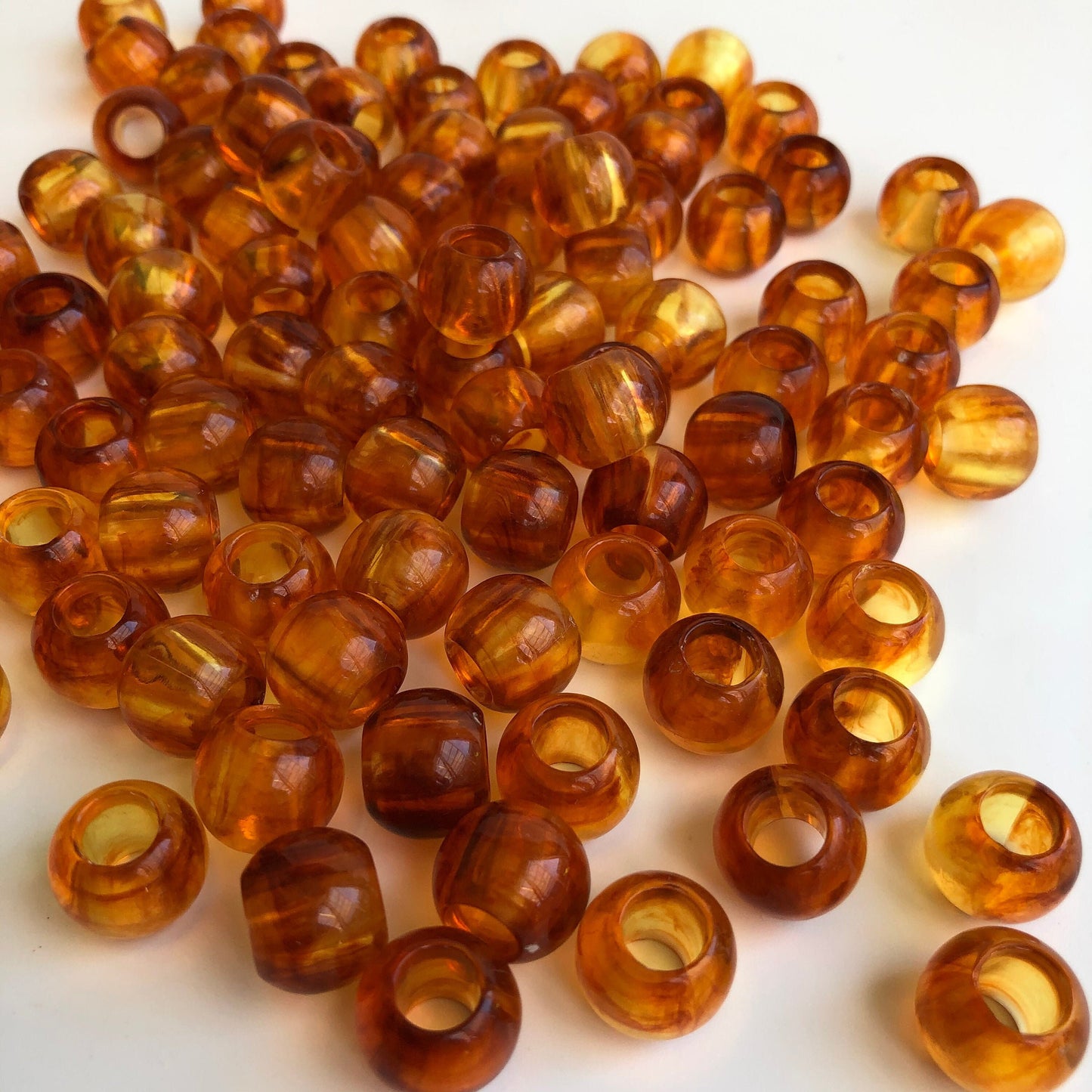 Honey Brown Macrame Beads 13.5mm Round Drum Resin Crafting Bead 20 Pieces