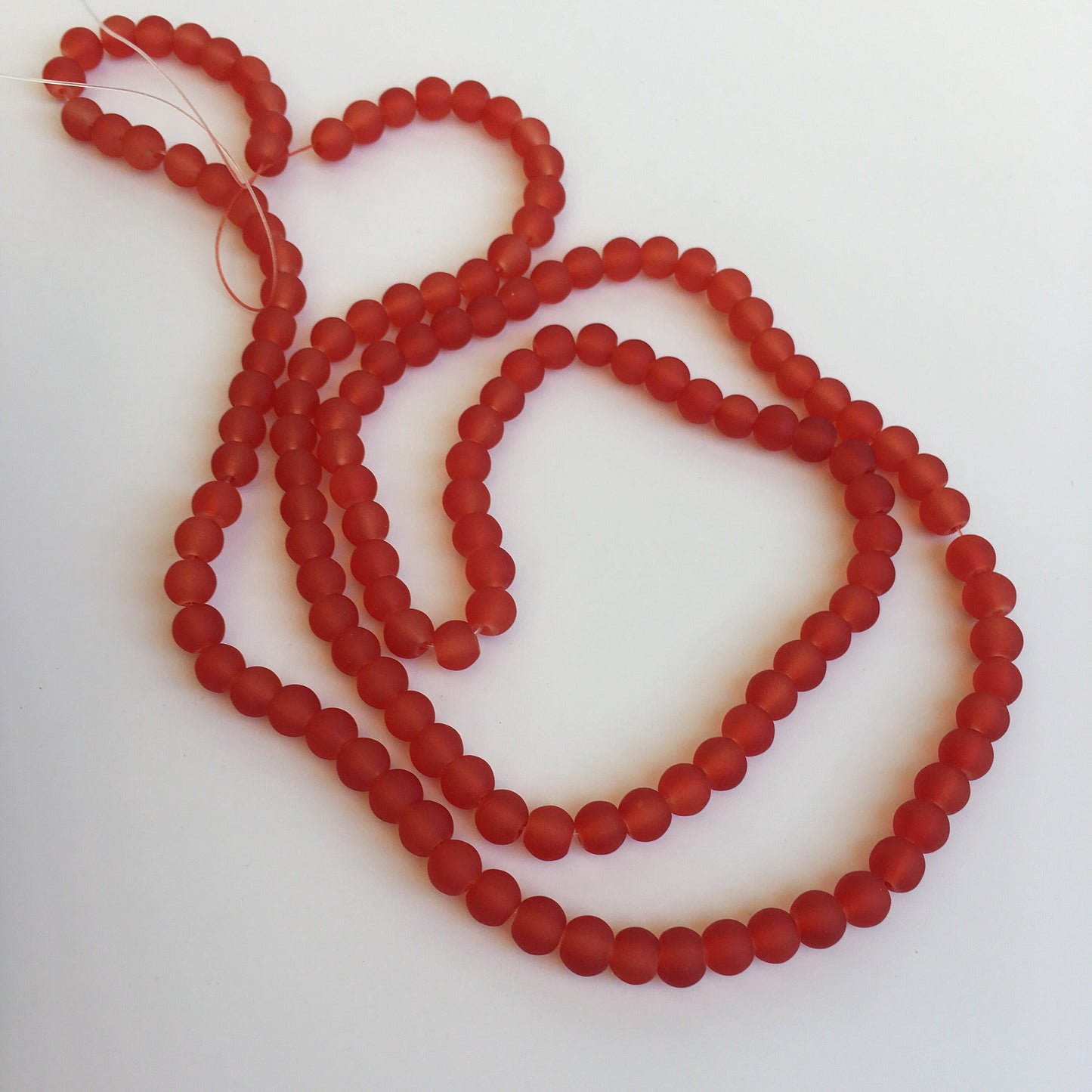 Red Frosted Glass Beads 6mm Round DIY Bracelet Necklace Bead 135 Piece Strand