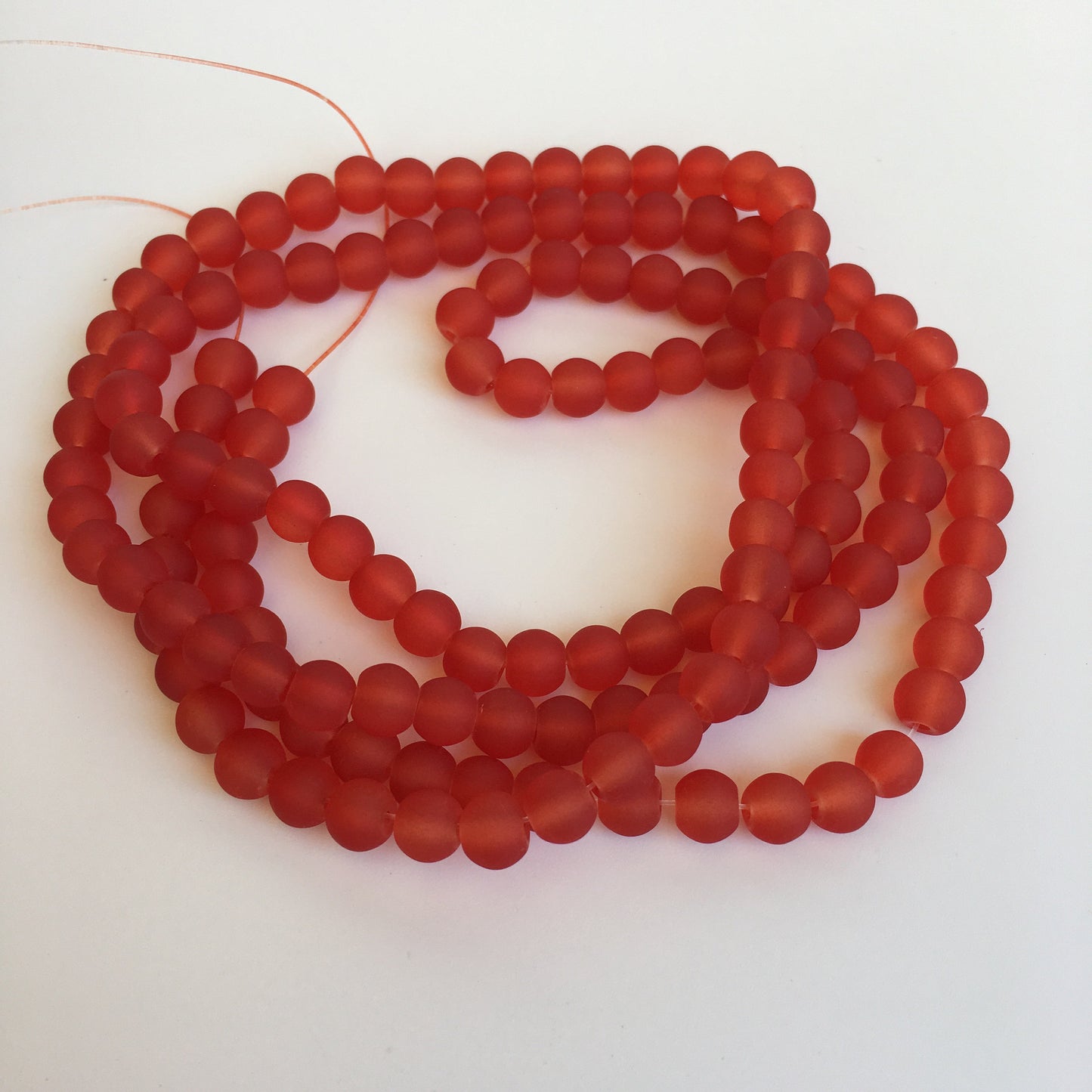 Red Frosted Glass Beads 6mm Round DIY Bracelet Necklace Bead 135 Piece Strand