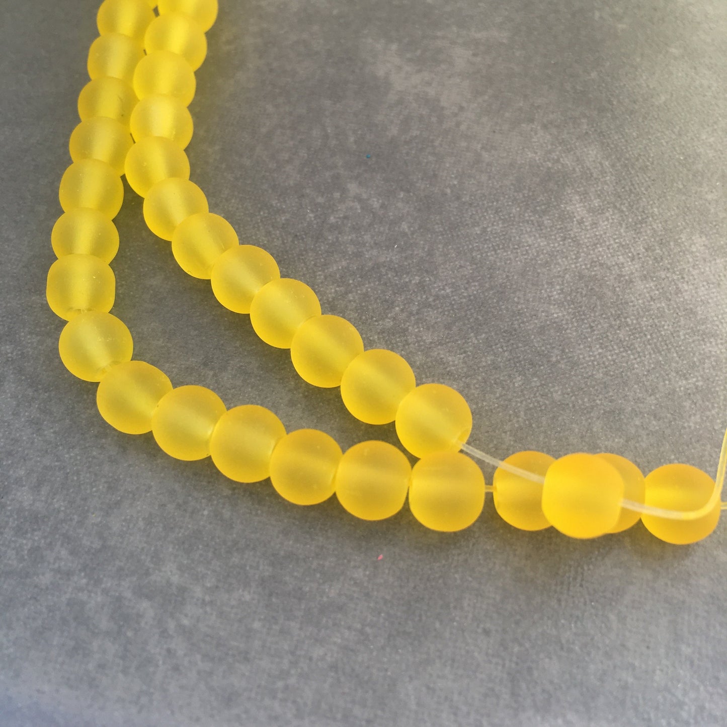 Yellow Frosted Glass Beads 6mm Round DIY Bracelet Necklace Bead 135 Piece Strand