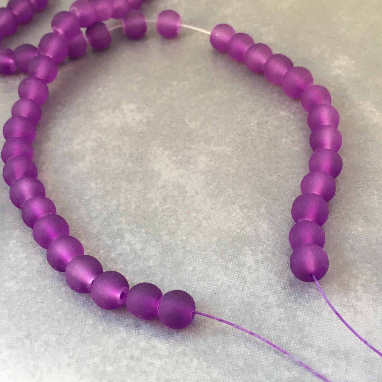 Purple Frosted Glass Beads 6mm Round DIY Bracelet Necklace Bead 135 Piece Strand