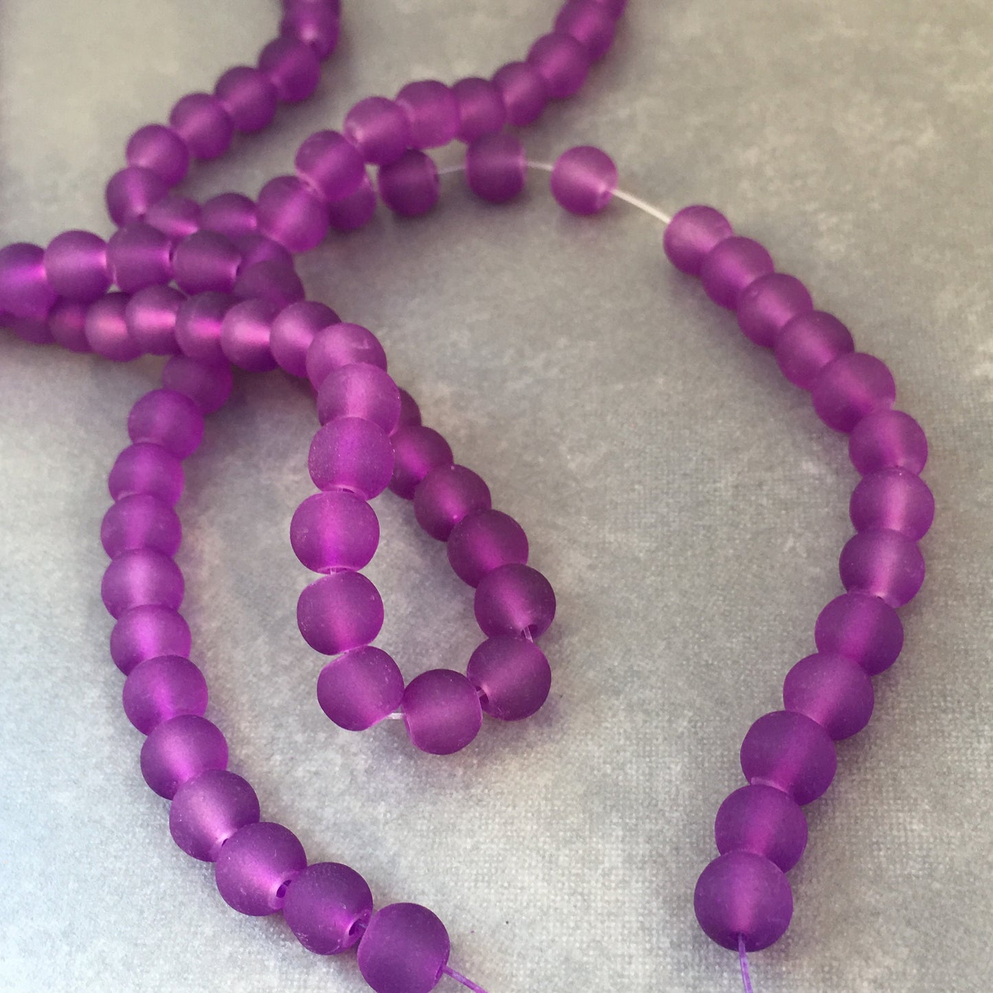 Purple Frosted Glass Beads 6mm Round DIY Bracelet Necklace Bead 135 Piece Strand