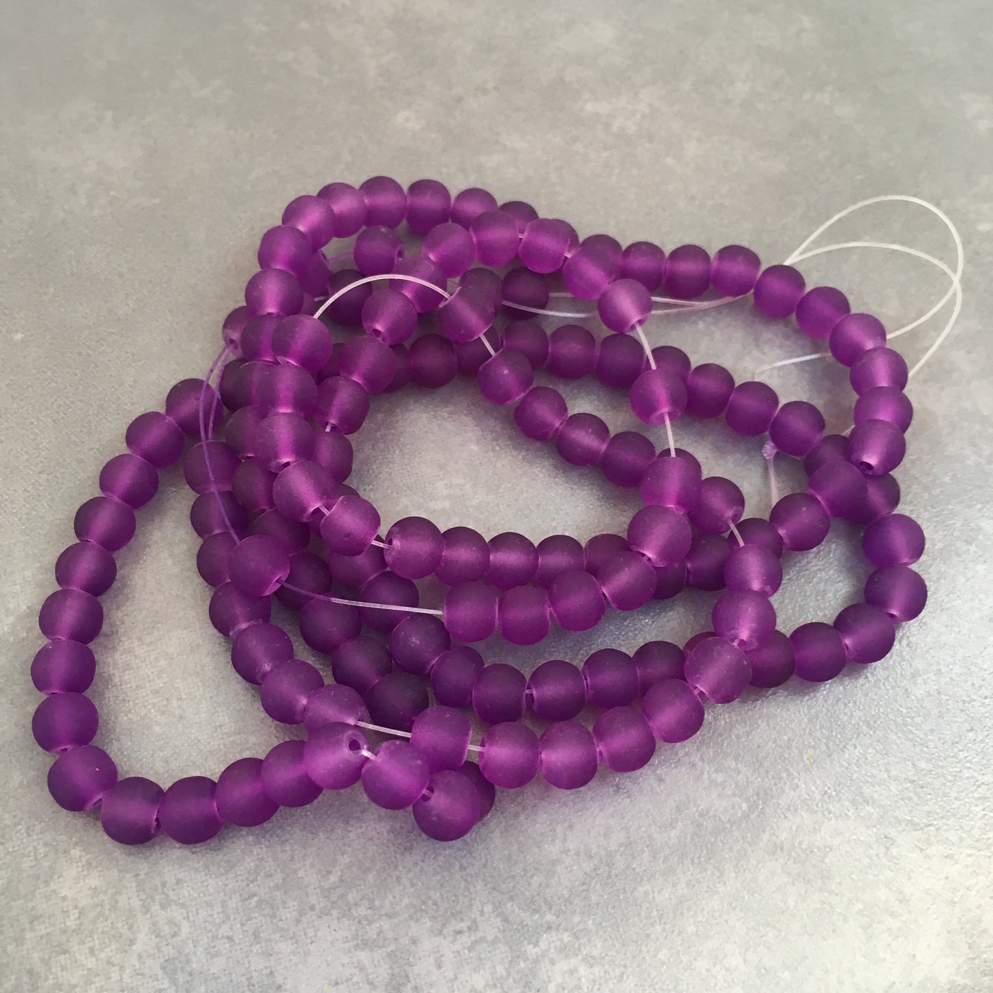 Purple Frosted Glass Beads 6mm Round DIY Bracelet Necklace Bead 135 Piece Strand