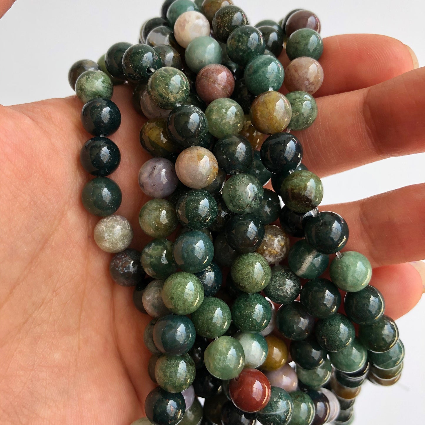 Natural Indian Agate Beads 8mm Crystal Gemstone Bead 22 Piece Strand