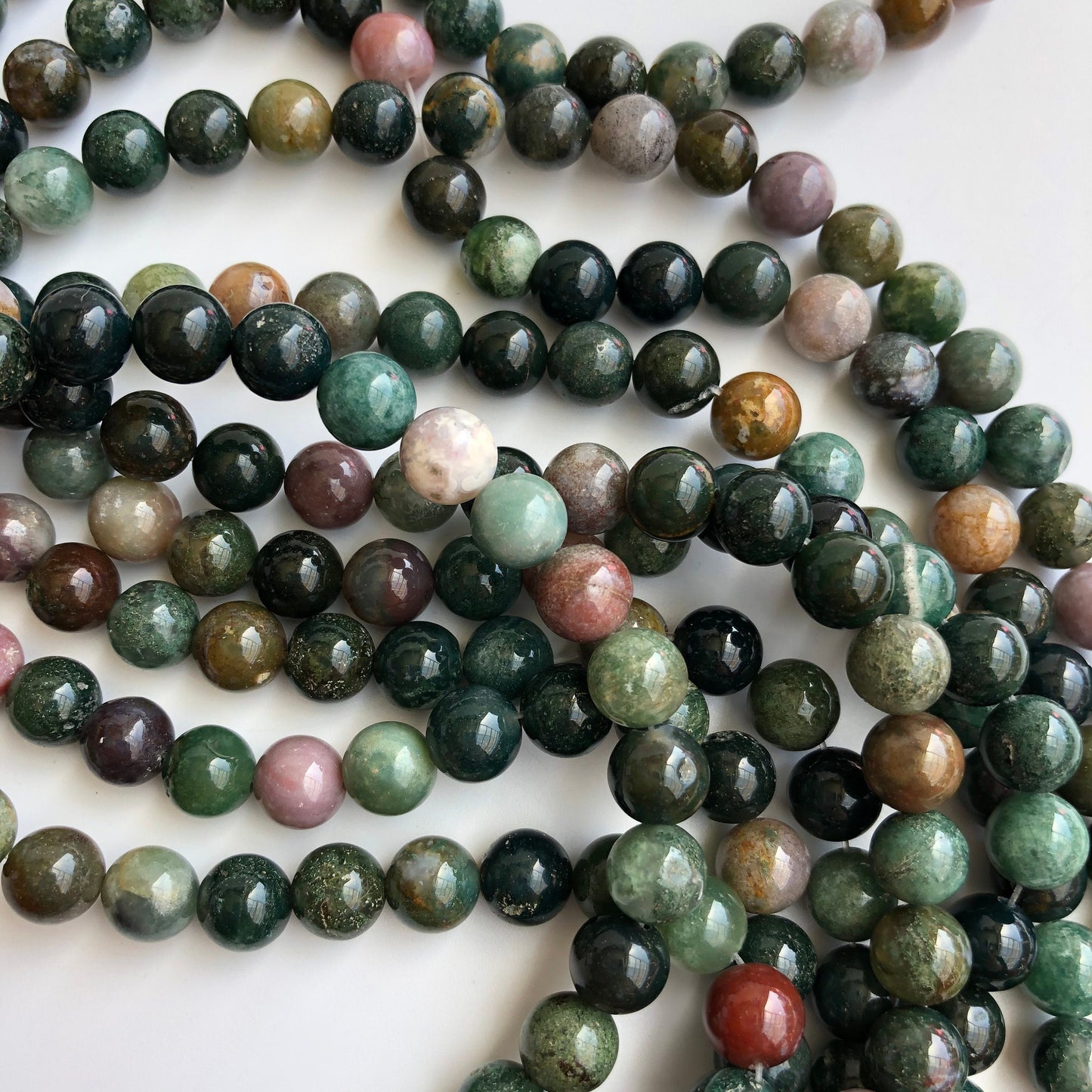 Natural Indian Agate Beads 8mm Crystal Gemstone Bead 22 Piece Strand