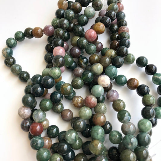 Natural Indian Agate Beads 8mm Crystal Gemstone Bead 22 Piece Strand