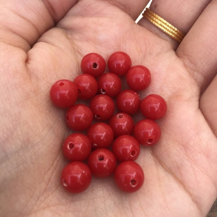 Red Acrylic Resin Beads 8mm Round DIY Necklace Bead 100 Pieces