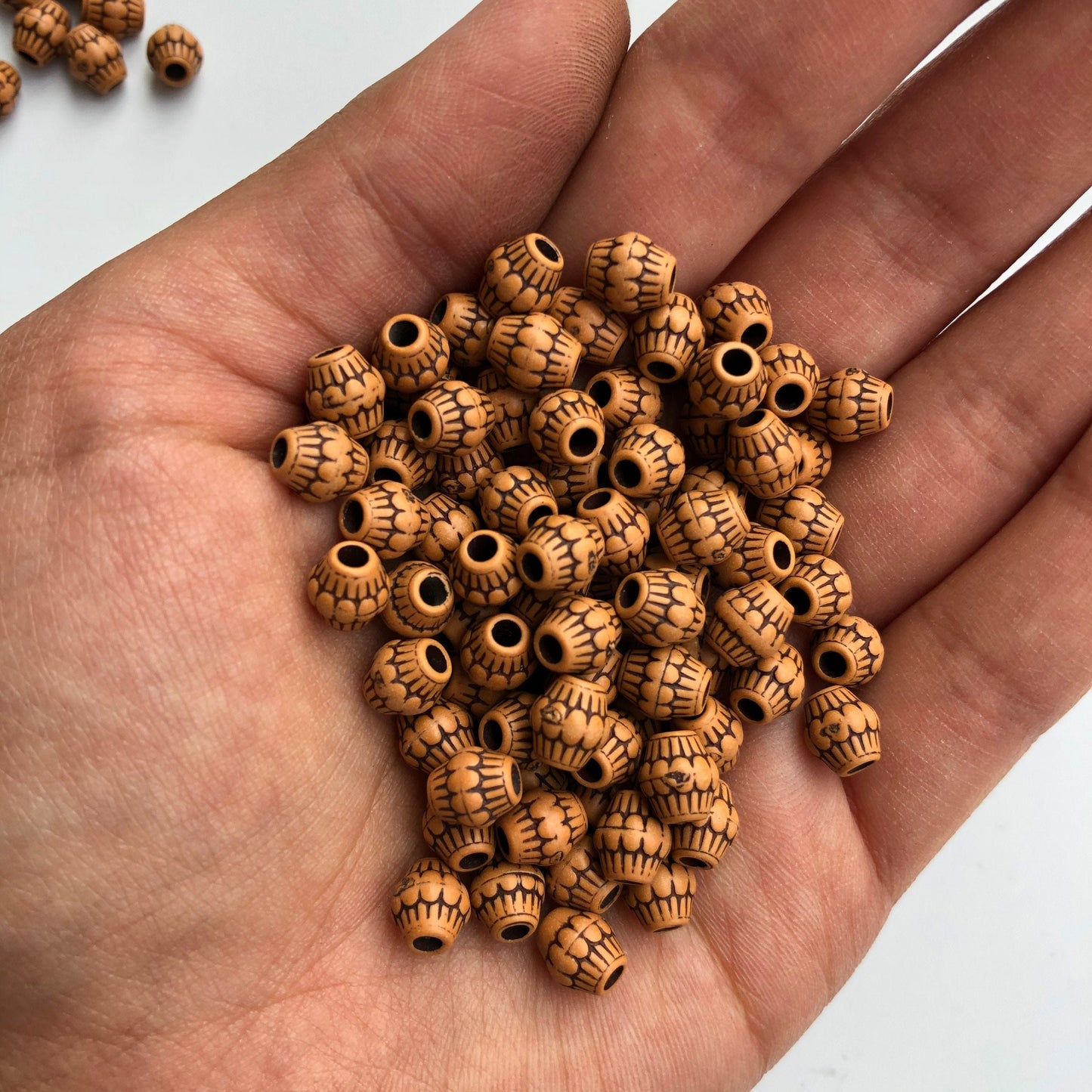 Tan Brown Acrylic Plastic Beads 7mm Bicone Craft Bead 100 Pieces