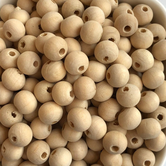 Natural Unpainted Beige Wood Beads 10mm Round Raw Unfinished Wooden Craft Bead 100 Pieces