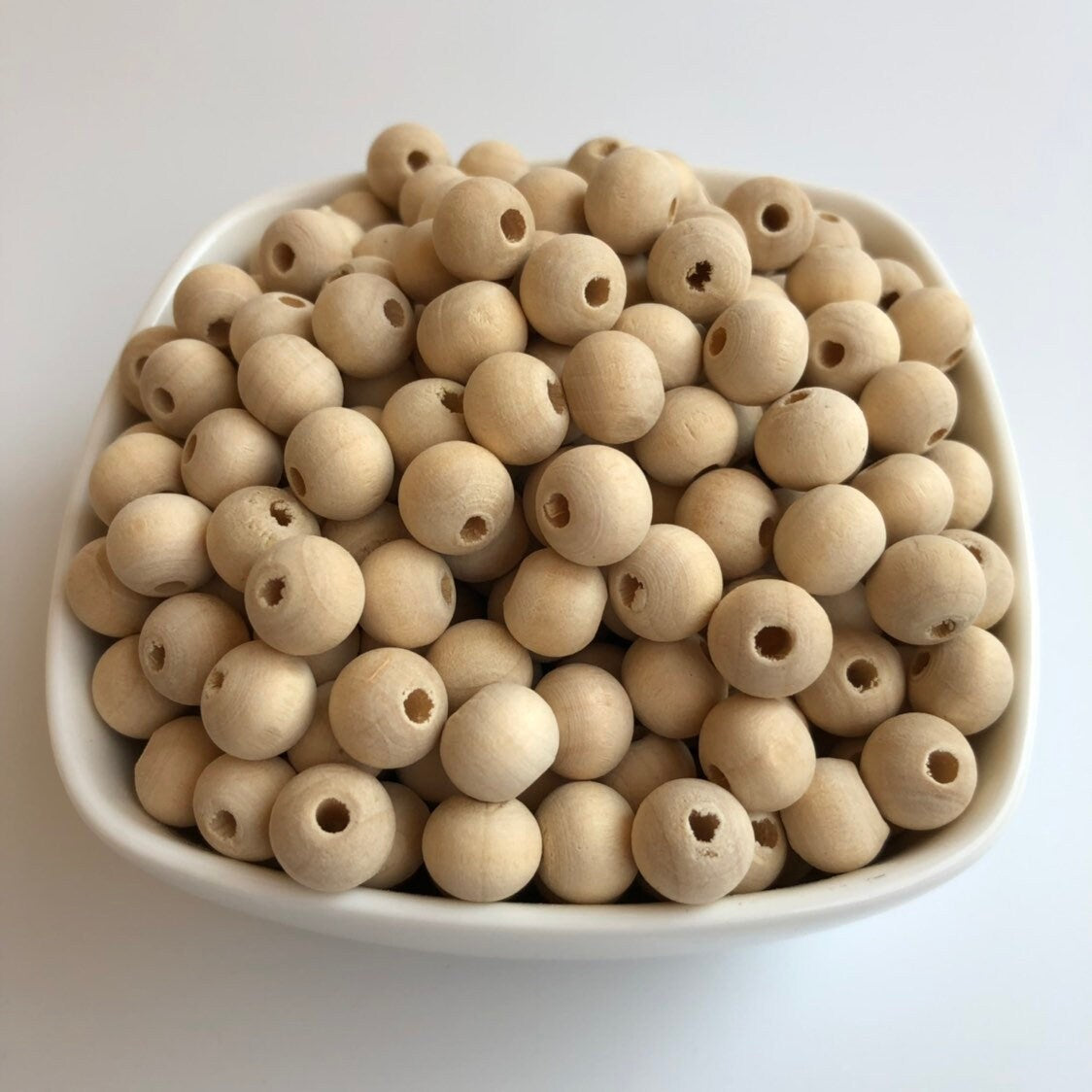 Natural Unpainted Beige Wood Beads 10mm Round Raw Unfinished Wooden Craft Bead 100 Pieces