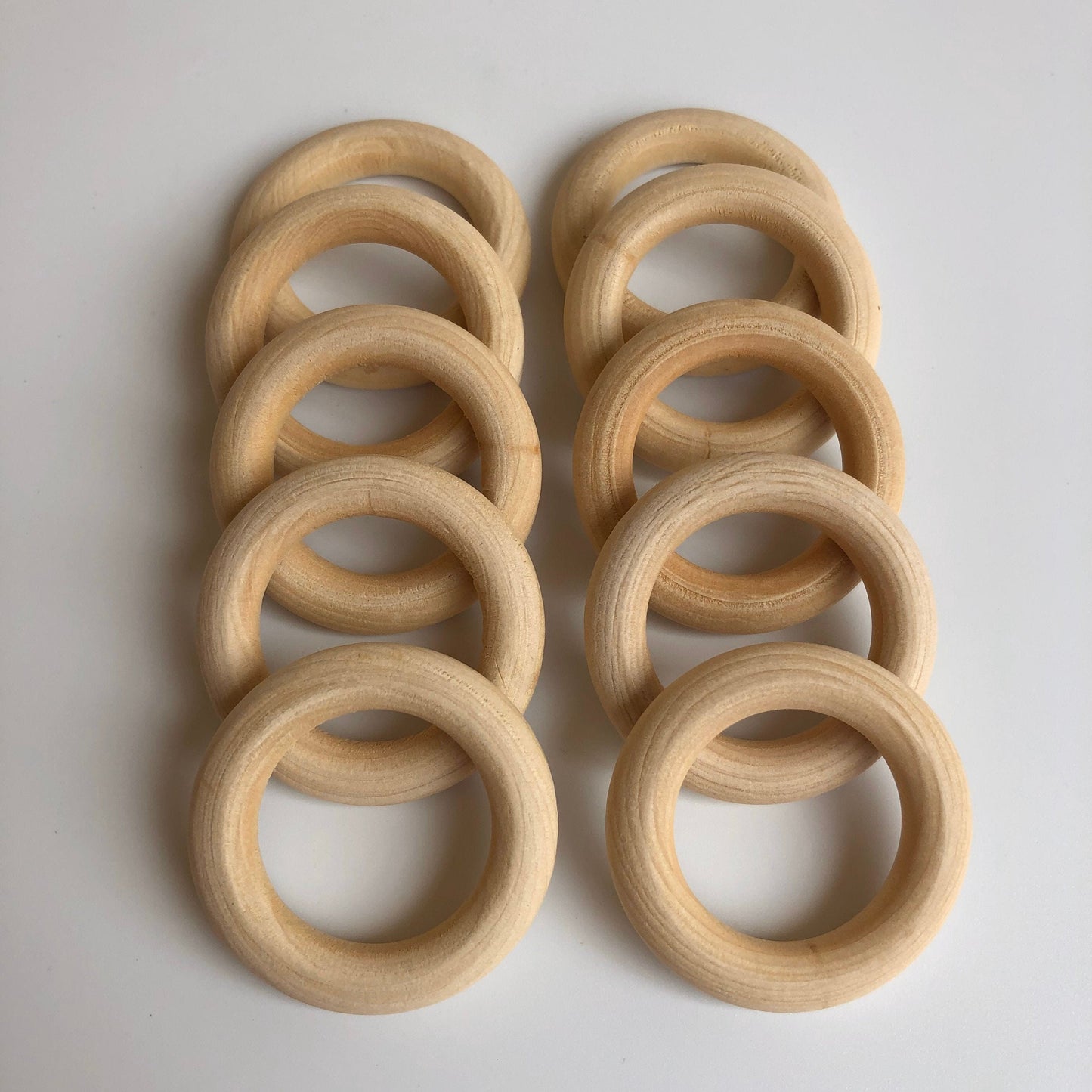 Natural Macrame Wood Rings 40mm Round Raw Unfinished Wooden Link 10 Pieces