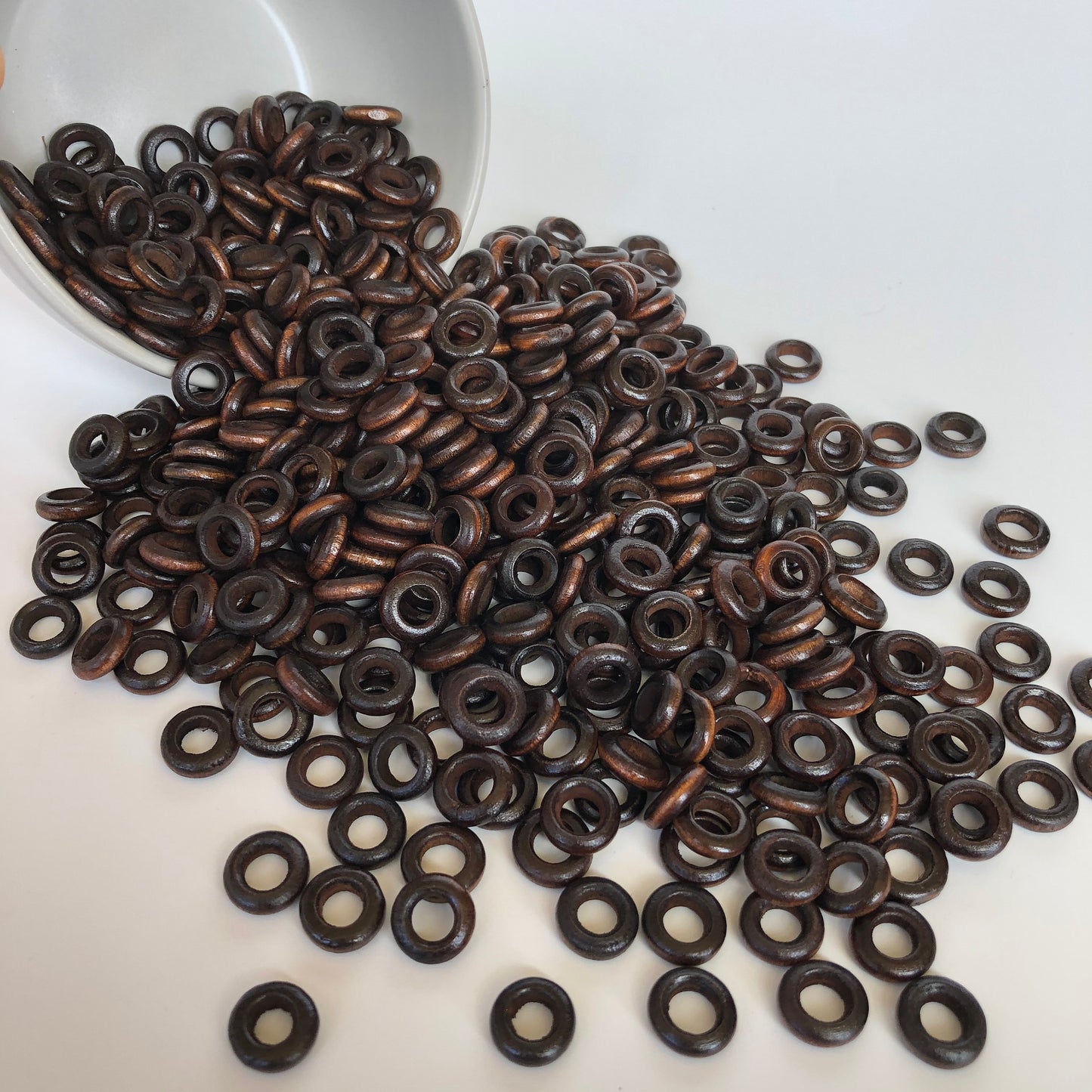 50pcs Round Dark Brown Wooden Ring Link Circle 12mm Donut Wood Bead