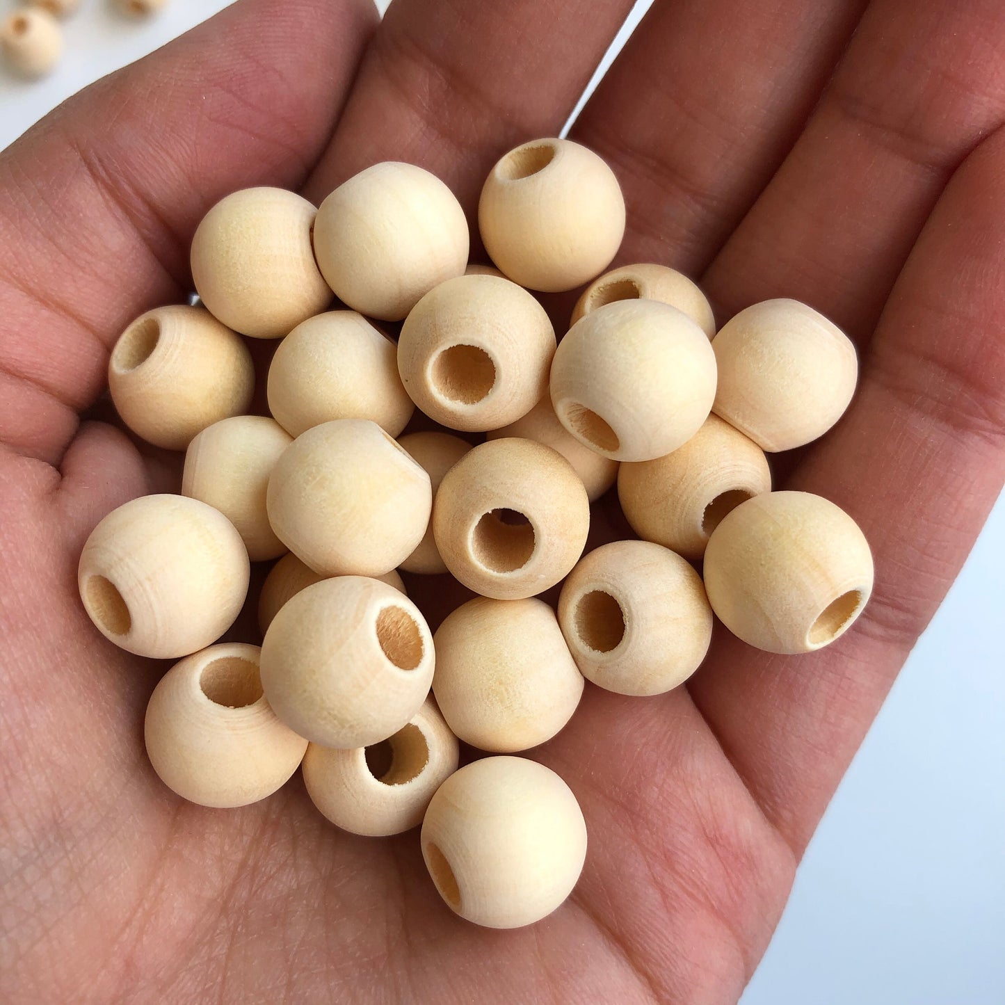 Natural Wooden Macrame Beads 12mm Round Unfinished Unpainted Wood Bead 50 Pieces