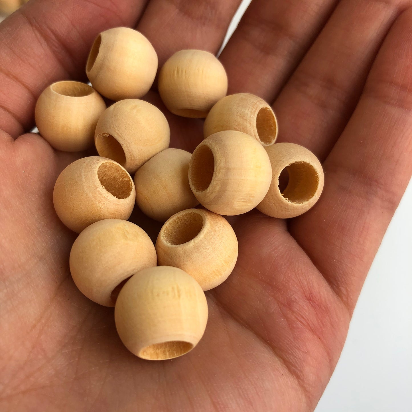 Natural Wooden Macrame Beads 14mm Round Drum Raw Unfinished Wood Bead 25 Pieces