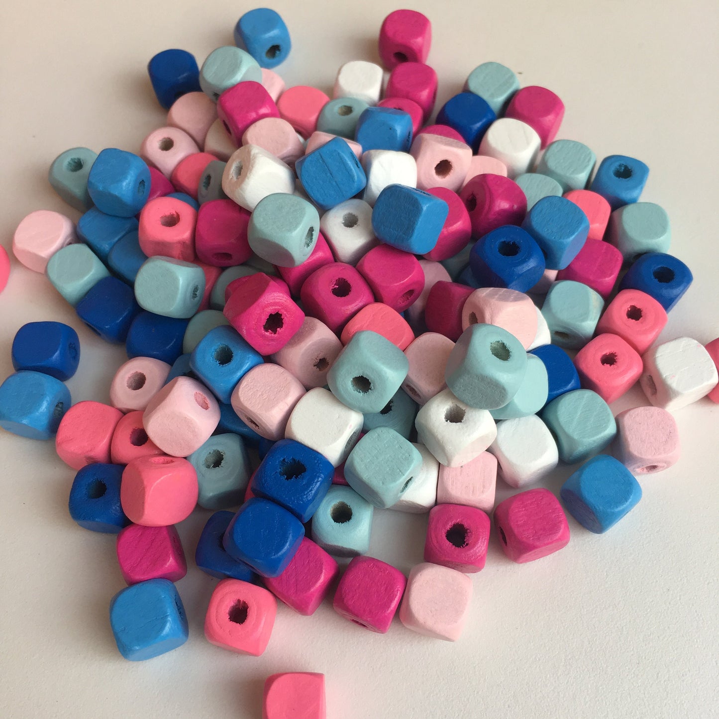 Mixed Pastel Wood Beads 10mm Cube DIY Jewellery Wooden Craft Bead 50 Pieces