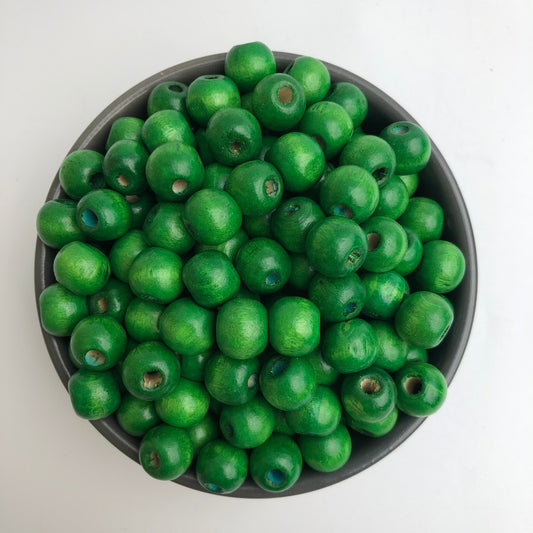 50pcs Natural Wood Bead, Round Wooden Beads, Green 12x10mm Smooth Craft Beads