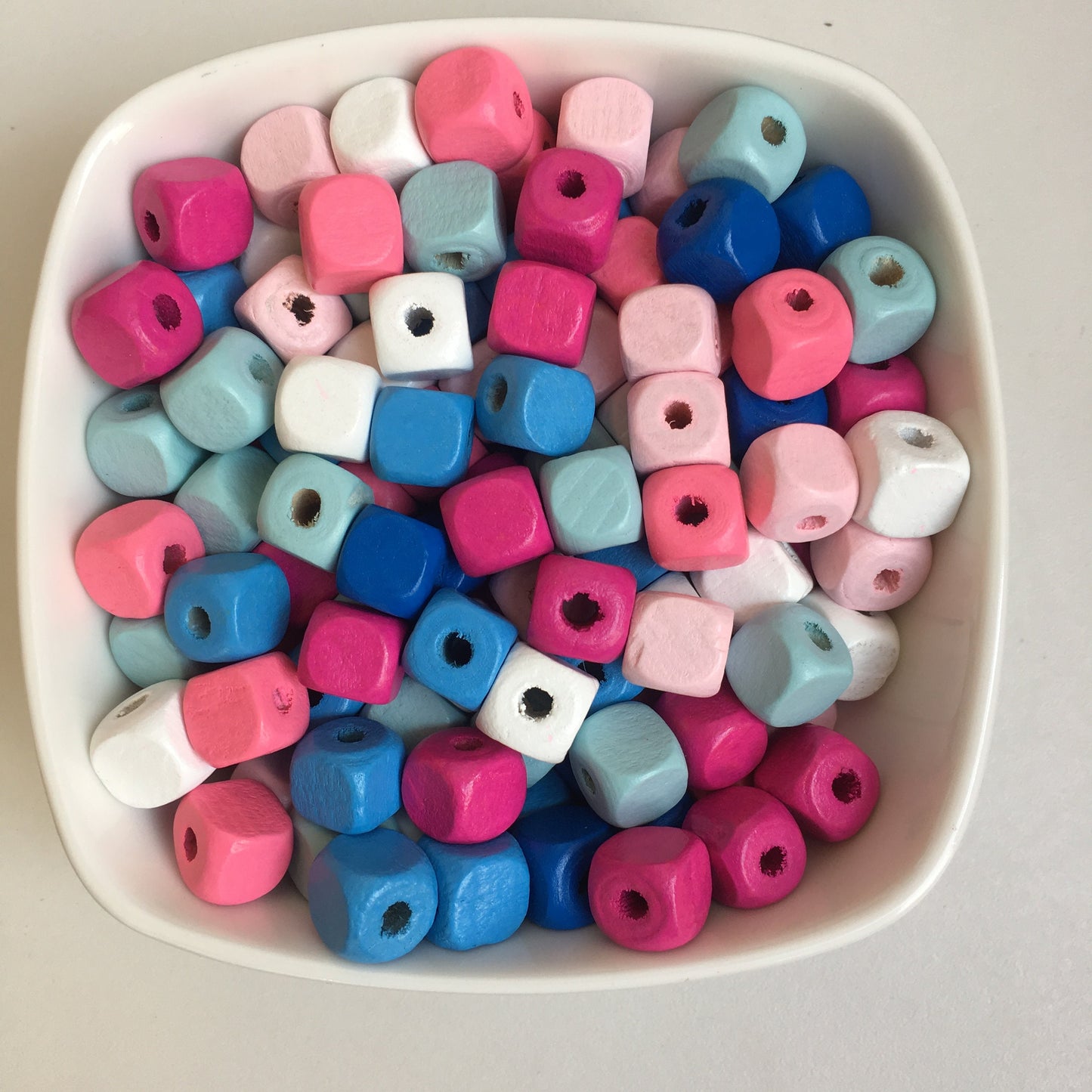 Mixed Pastel Wood Beads 10mm Cube DIY Jewellery Wooden Craft Bead 50 Pieces