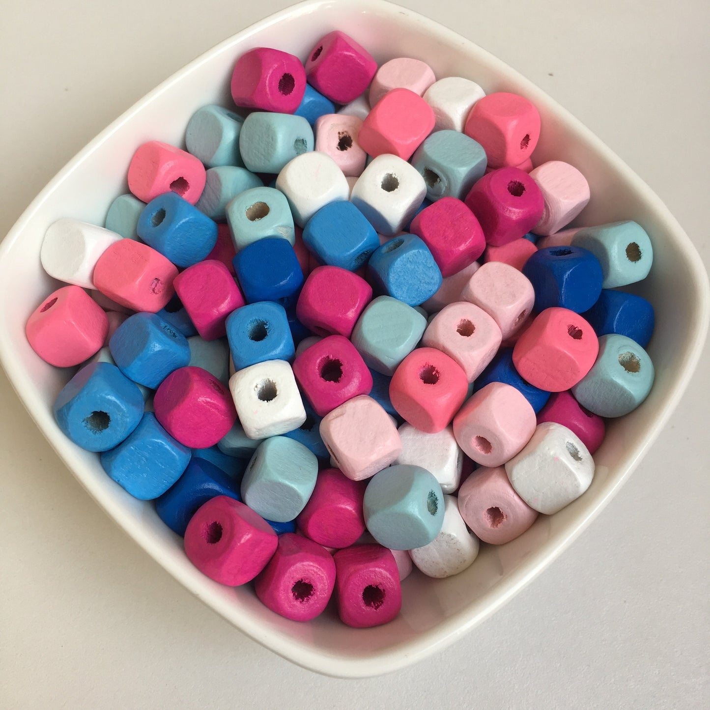 Mixed Pastel Wood Beads 10mm Cube DIY Jewellery Wooden Craft Bead 50 Pieces