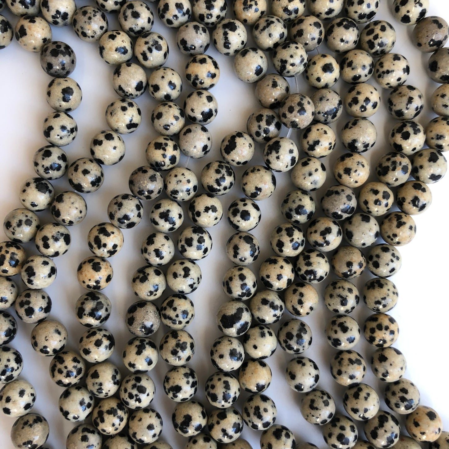 8mm Dalmatian Jasper Spotted Beige Gemstone Beads 24X Piece Strand 7" Craft Bead