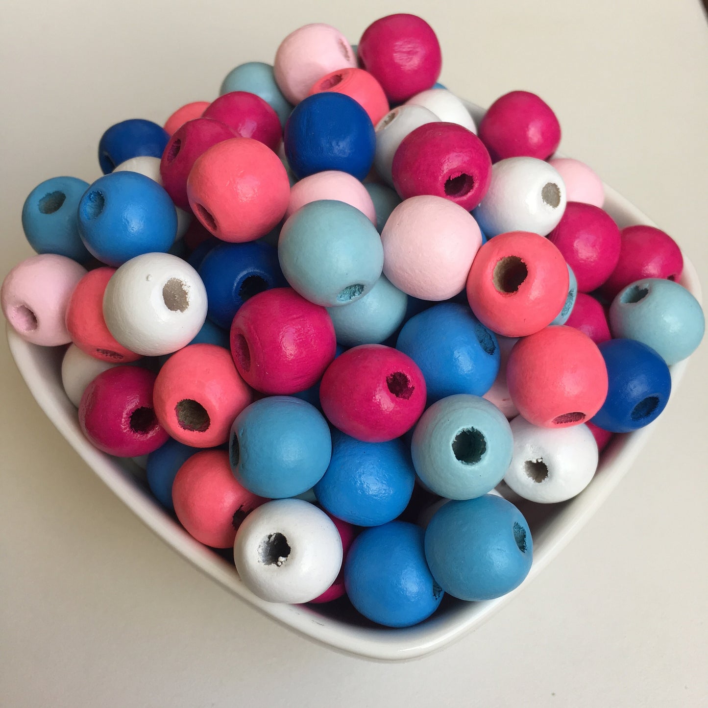 Mixed Pastel Colour Wood Beads 14mm Round Wooden Craft Bead 25 Pieces