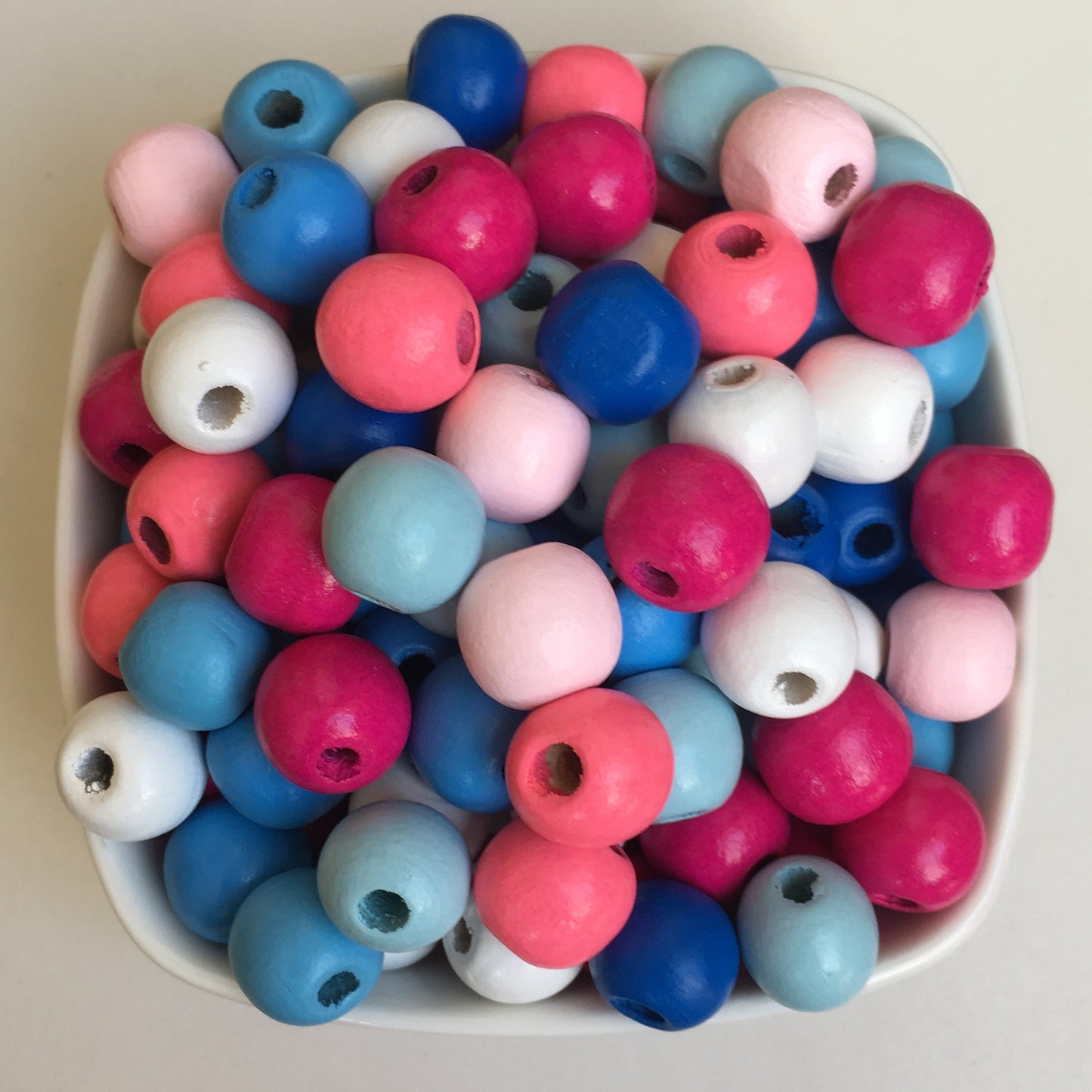 Mixed Pastel Colour Wood Beads 14mm Round Wooden Craft Bead 25 Pieces