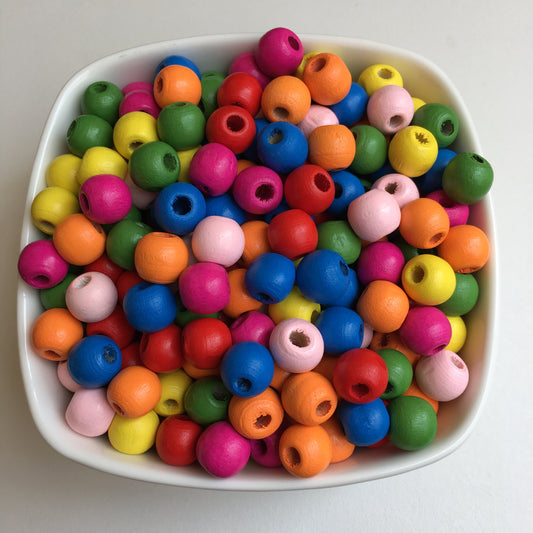 Mixed Colour Wood Beads 10mm Matte Round Wooden Craft Bead 100 Pieces