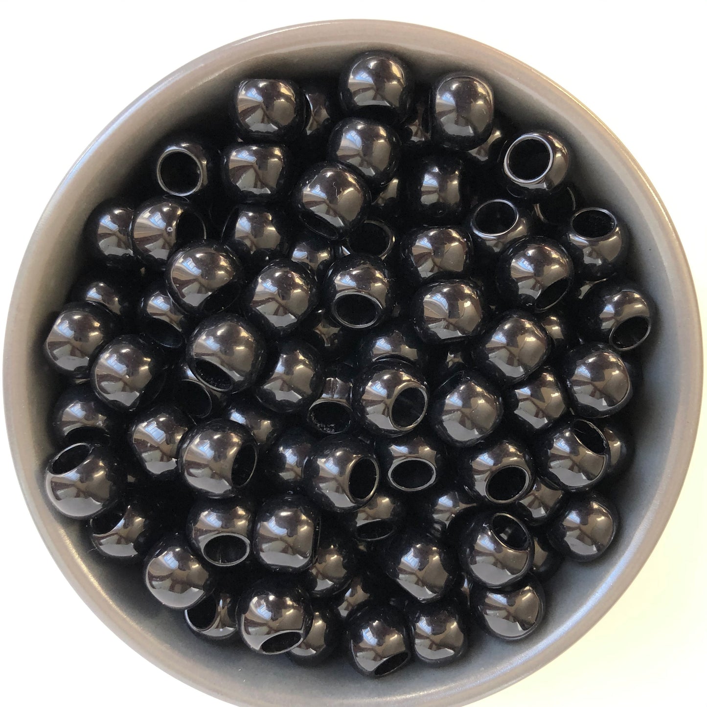 Black Macrame Beads 12mm Round Plastic Resin Bead 50 Pieces