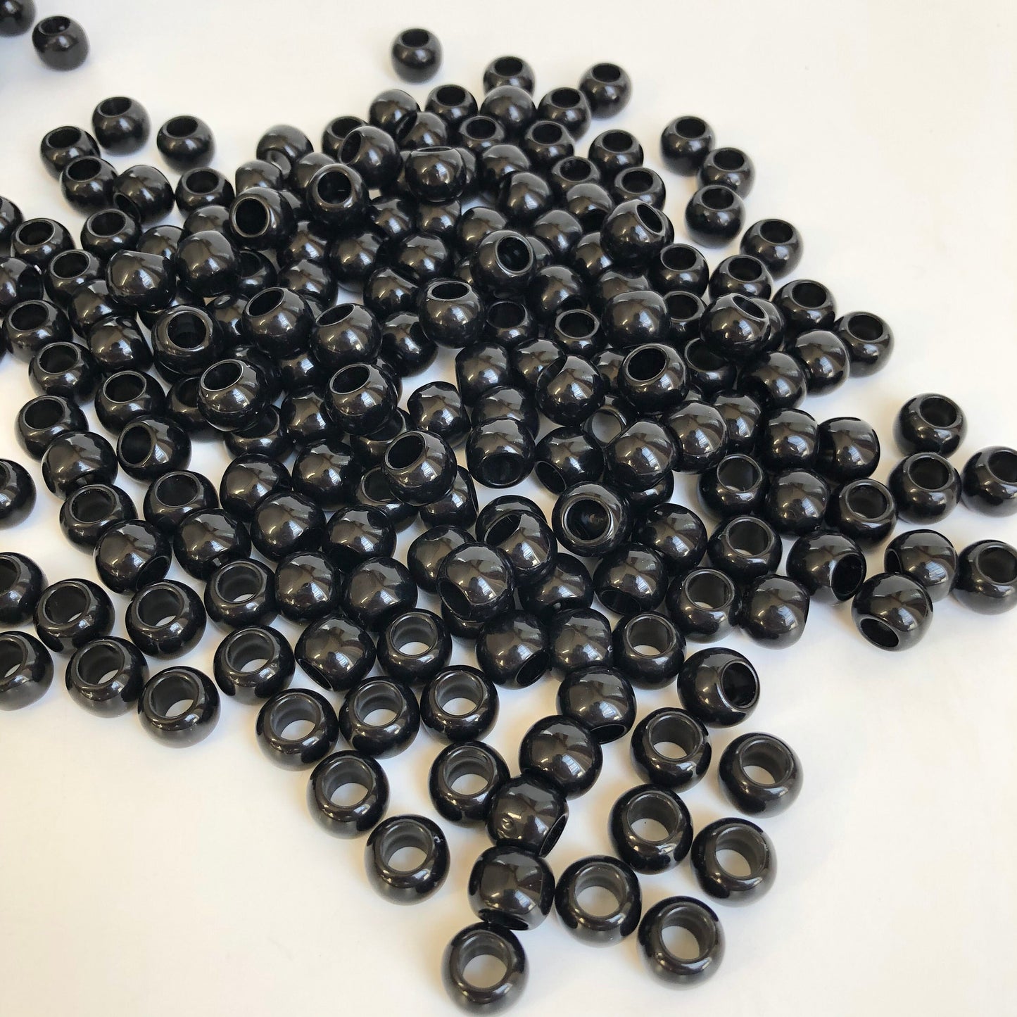 Black Macrame Beads 12mm Round Plastic Resin Bead 50 Pieces