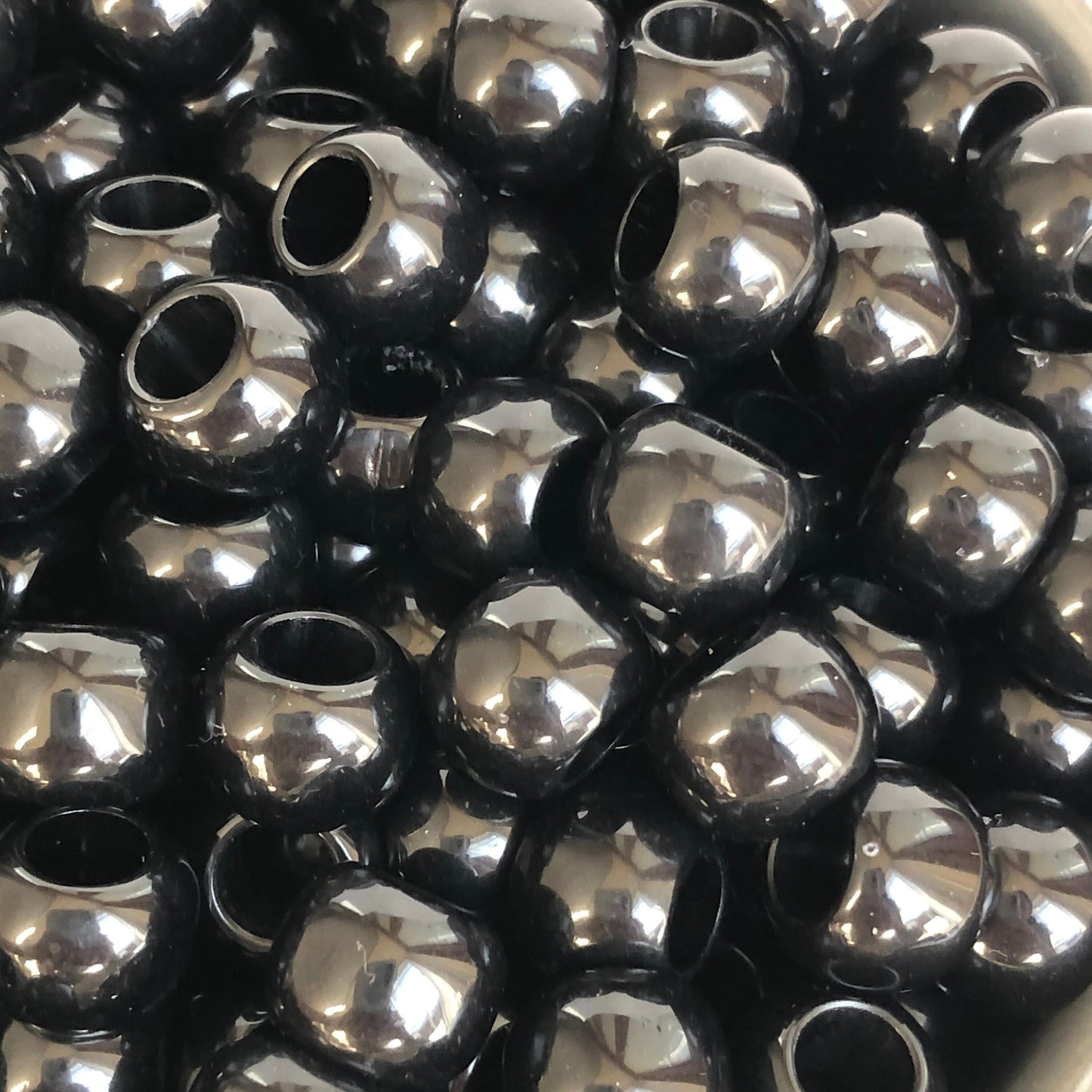 Black Macrame Beads 12mm Round Plastic Resin Bead 50 Pieces