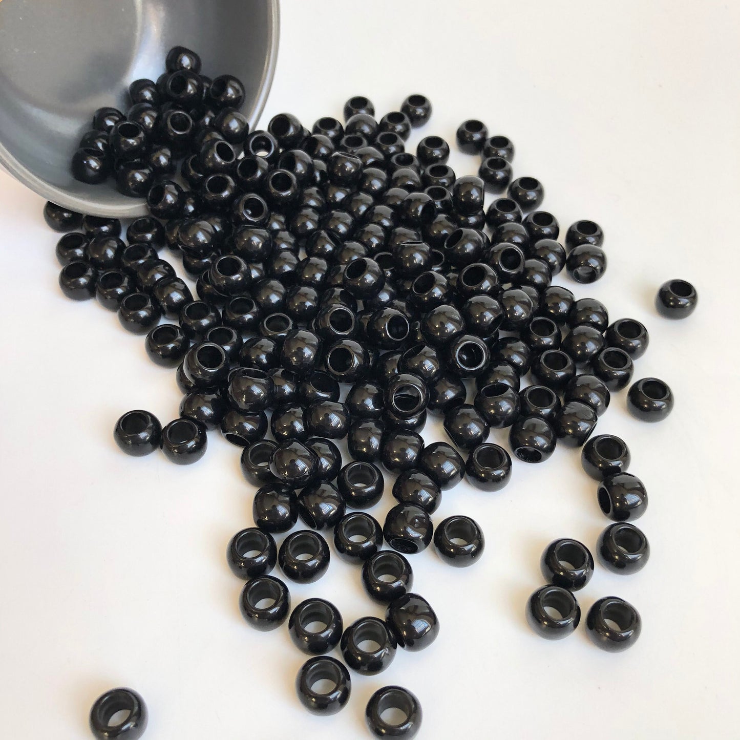 Black Macrame Beads 12mm Round Plastic Resin Bead 50 Pieces