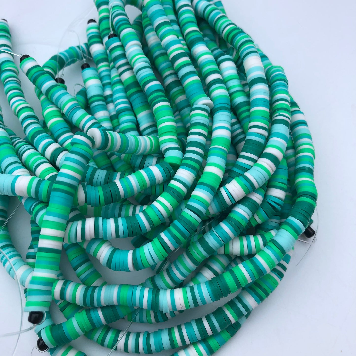 Mixed Green Polymer Clay Disc Beads 330pcs Strand Katsuki Bead 6mm