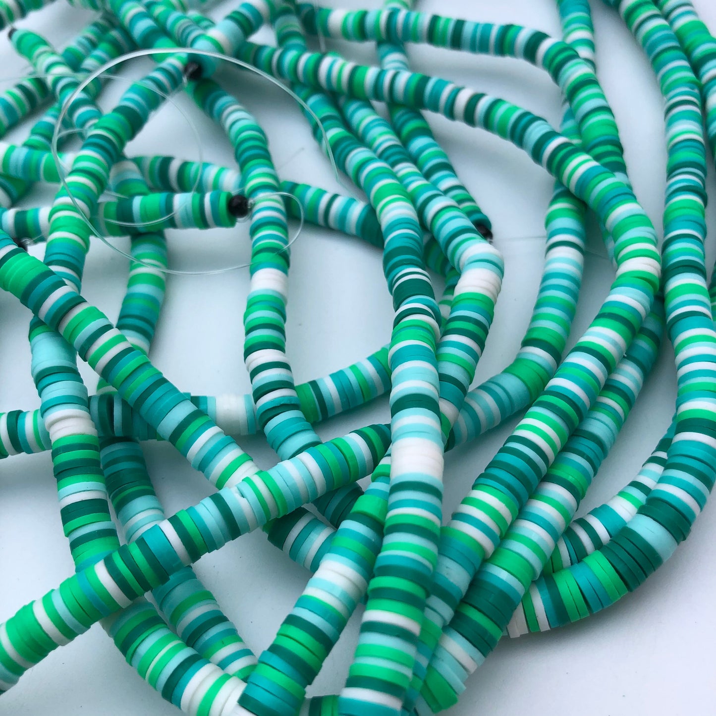 Mixed Green Polymer Clay Disc Beads 330pcs Strand Katsuki Bead 6mm