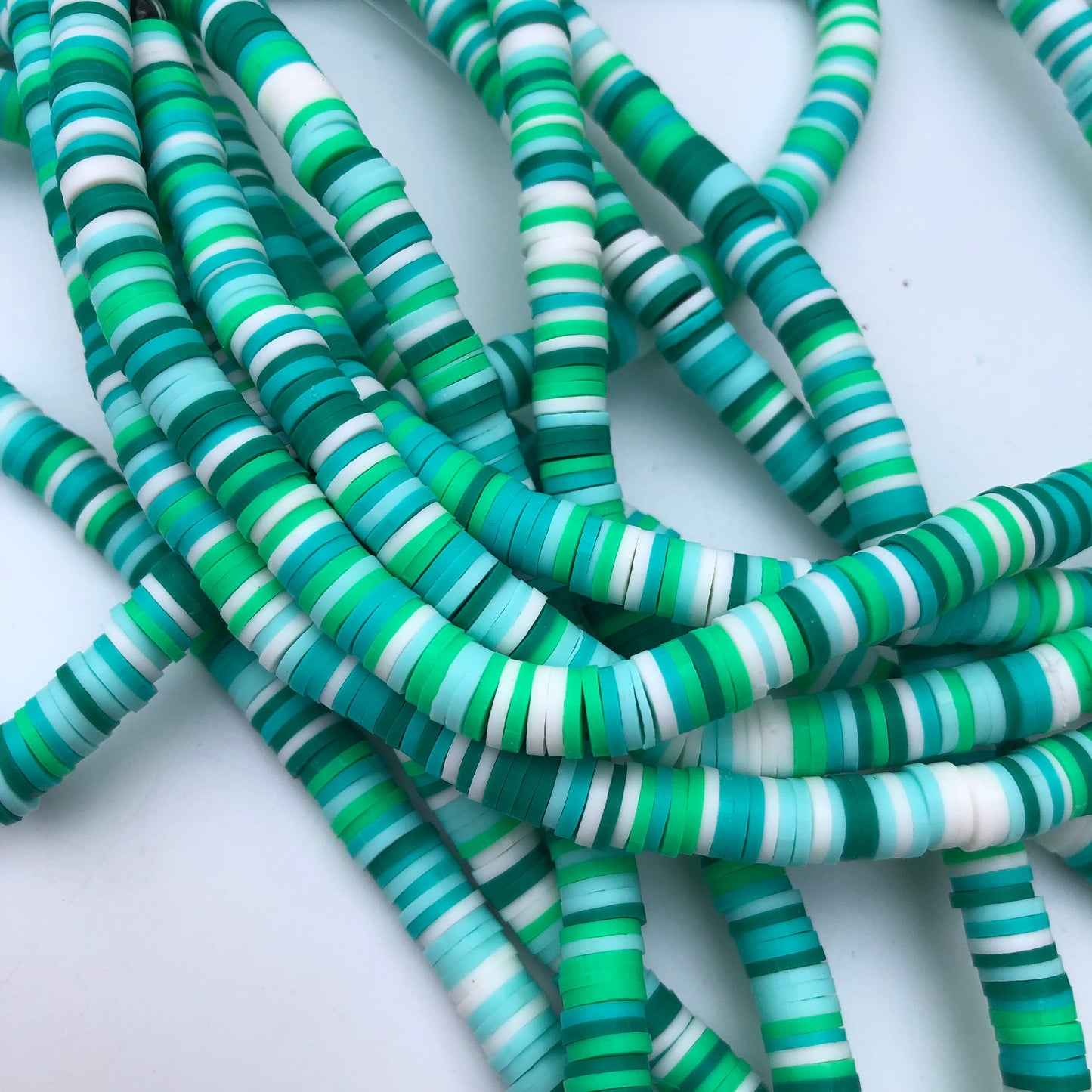 Mixed Green Polymer Clay Disc Beads 330pcs Strand Katsuki Bead 6mm