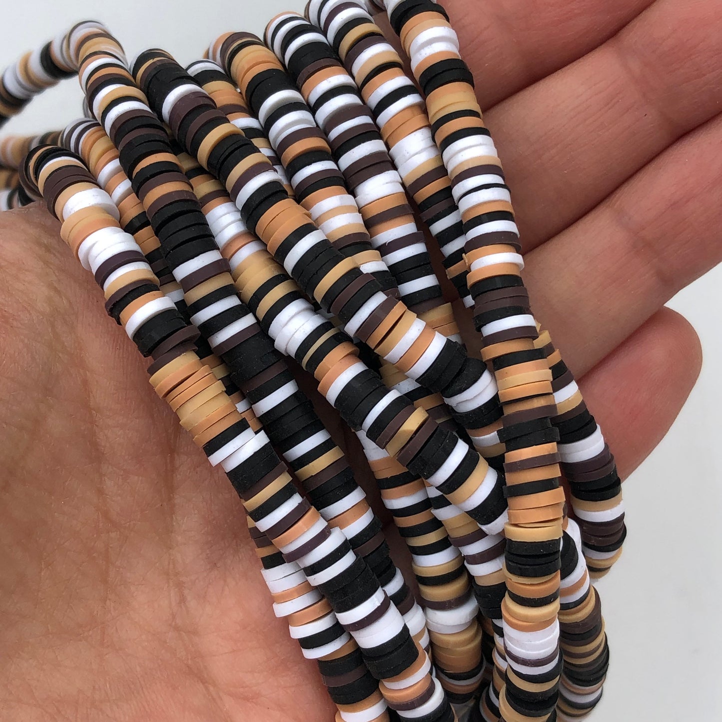 Mixed Brown Polymer Clay Disc Beads 330pcs Strand Katsuki Bead 6mm